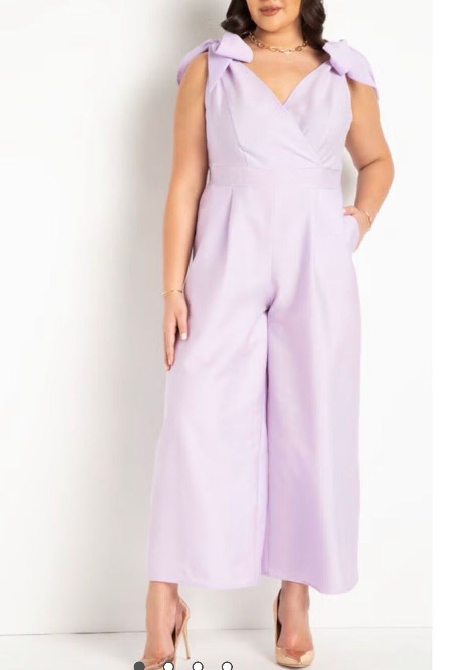 Eloquii nwt Tie Strap Wide Leg Jumpsuit in pastel lilac size 28